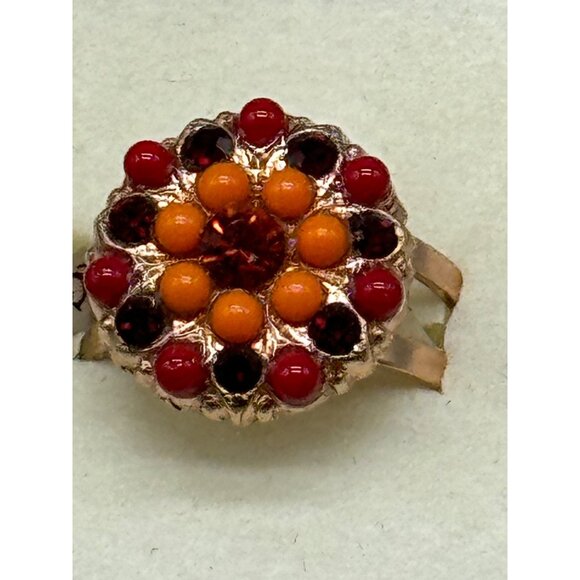 Mariana ring orange red crystals one size round R-7217 1202 READ NEW - Picture 3 of 8